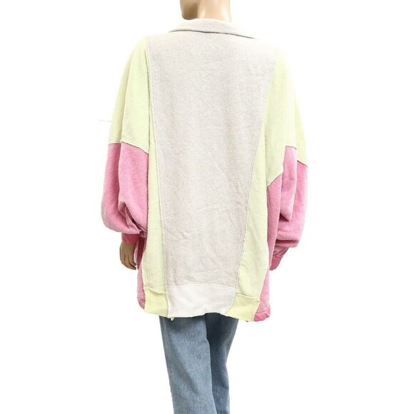 Free People Sidewalk Colorblock Sweatshirt Top Oversized Pullover L NEW 282417 - Picture 4 of 7
